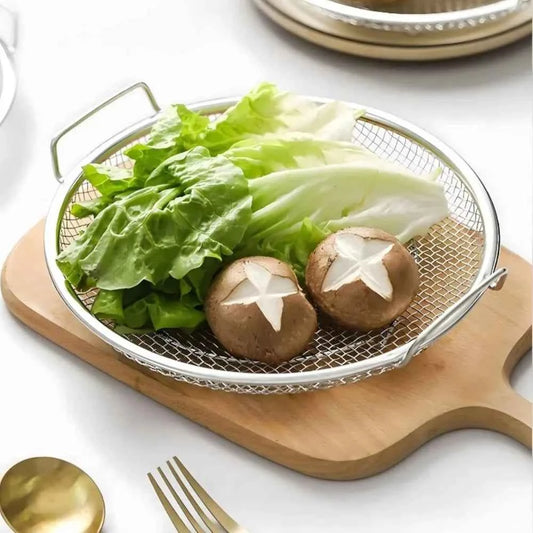 3Pcs Kitchen Accessories, Stainless Steel Drain Basket, Tray & Food Tongs, Durable Kitchen Tools, Practical Kitchen Items