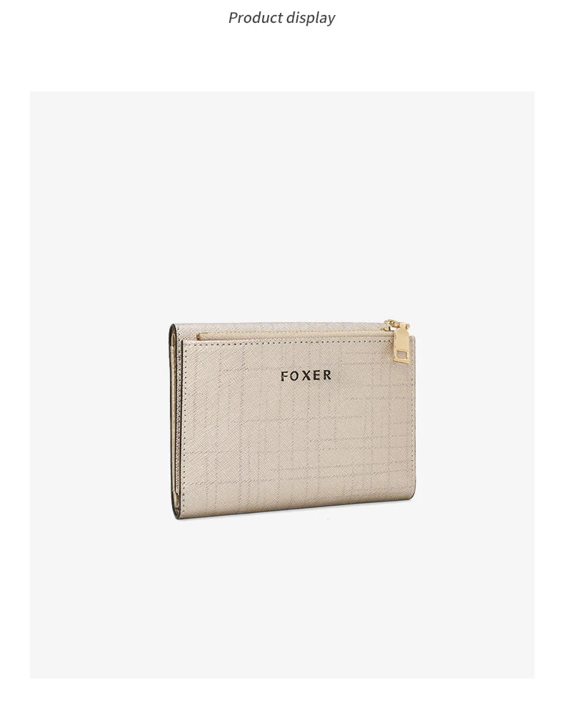 FOXER Women's Short Wallet – Premium Split Leather Design