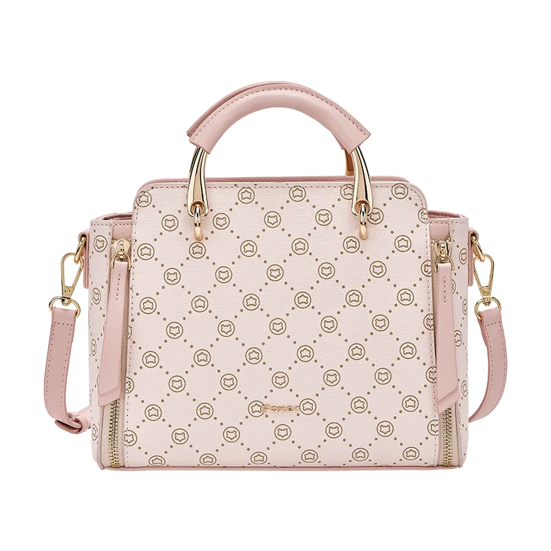 FOXER Vintage Leather Women Handbag Classic Top‑Handle Tote Bag PVC Leather Large Capacity Shoulder Bag Ladies Crossbody Purse