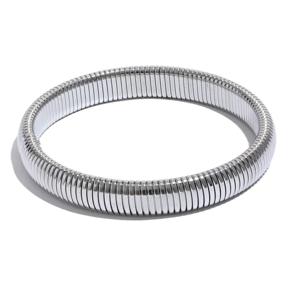 Stainless Steel Elastic Thick Metal Bracelet Bangle - ShopHub
