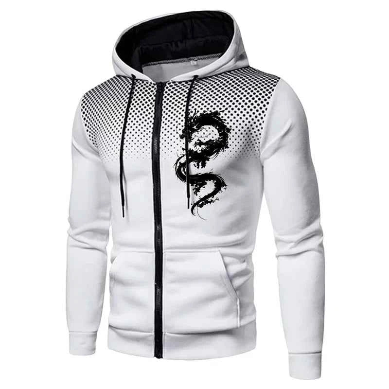 Men's Dragon Print Tracksuit - Urban Casual Fashion Hoodie and Jogger Pants Set for Stylish Comfort