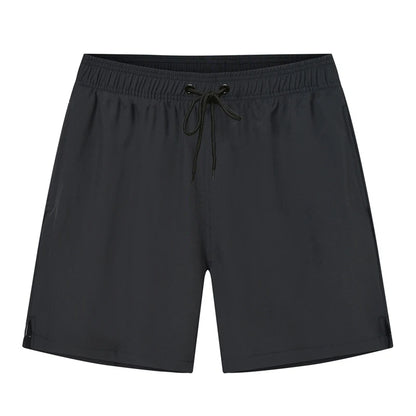 Datifer Brand men's summer boardshorts with solid polyester fabric, breathable mesh liner, side pockets, ideal for gym and swimwear.