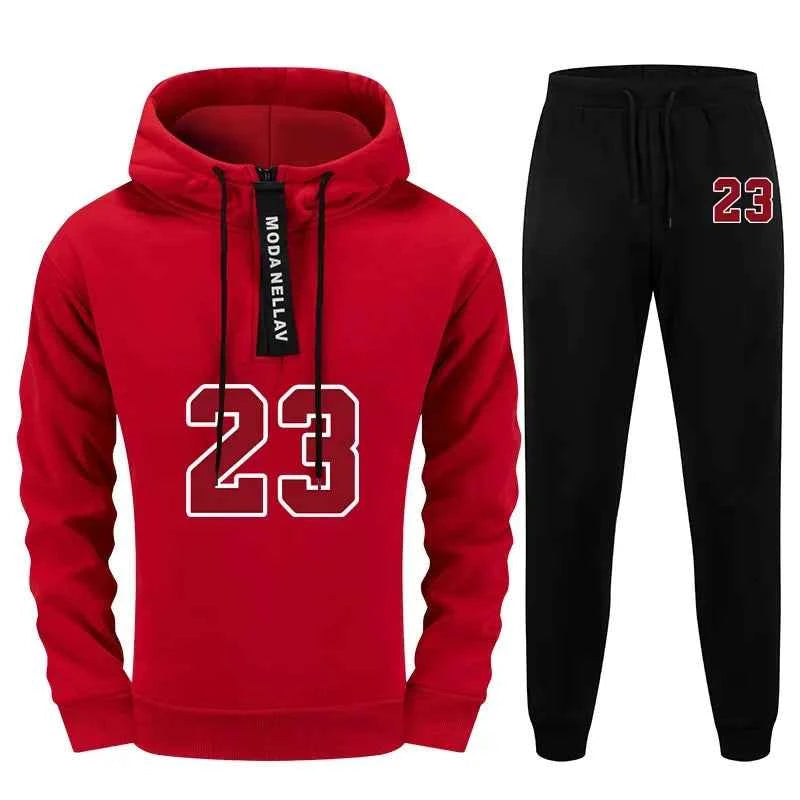 Mens Urban Fashion Tracksuit Set - 2 Piece Half Zip Hoodie & Sweatpants for Streetwear, Perfect Men's Tracksuit Set for Autumn & Winter Casual Sporty Jogging
