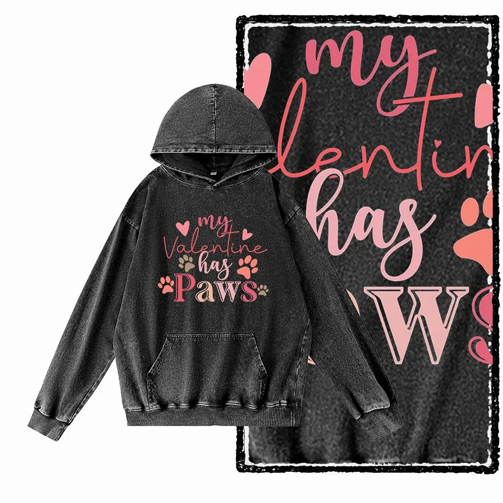 Vintage Dog Graphic Acid-Washed Black Hoodie