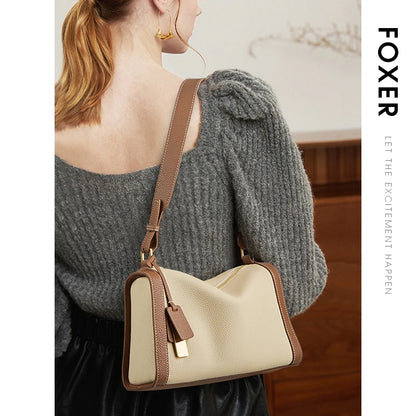 Women's Cowhide Leather Shoulder Bag Vintage Soft Messenger Handbag Fashion Crossbody Bags Female Underarm Bag DF900083S