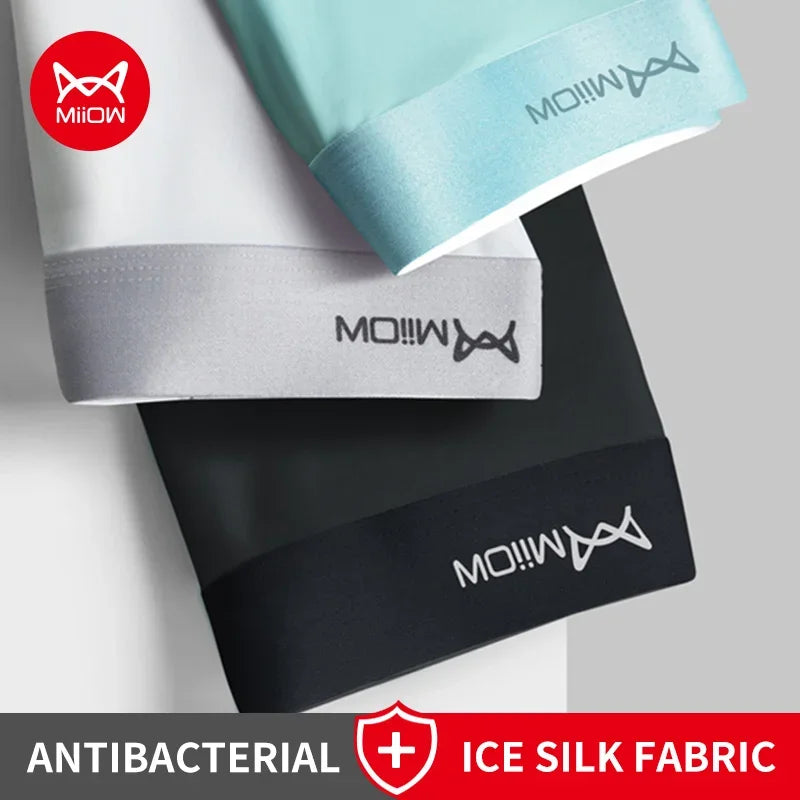 MiiOW Ice Silk Men Underwear - 3Pcs Breathable Boxer Shorts