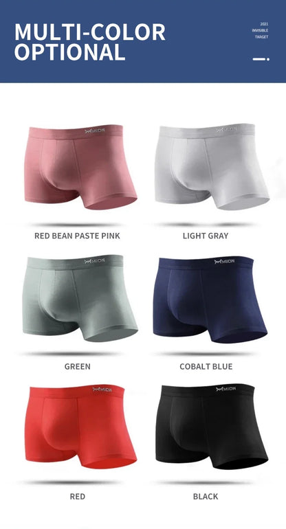 MiiOW 4Pcs Men's Breathable Cotton Underwear with Graphene Antibacterial Technology - Comfortable U Convex Bag Crotch Boxers