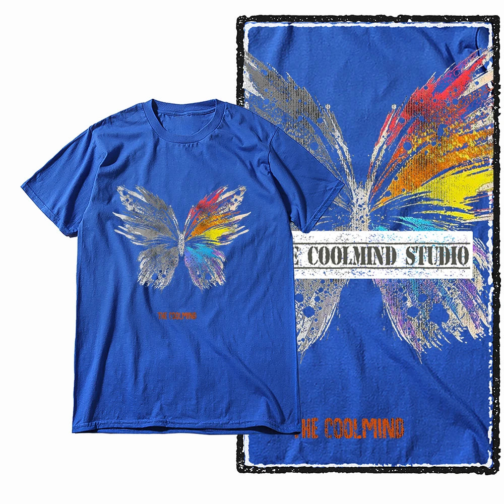 COOLMIND X0111 Butterfly Bliss Graphic Cotton Tee