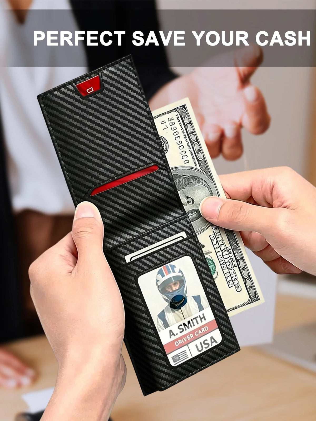 RFID Blocking Mens Wallet Minimalist Slim Magnetic Pop-Up Card Holder Metal Bank Credit Cardholder Bifold Smart Wallets for Men