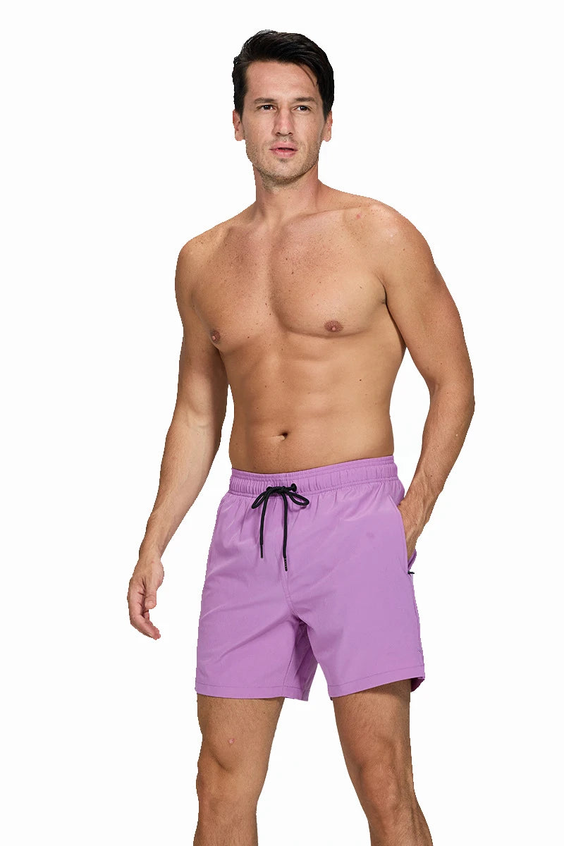Men's summer boardshorts by ShopHub NZ, polyester with spandex, elastic waist, side zipper pocket, suitable for gym, beach, swim.