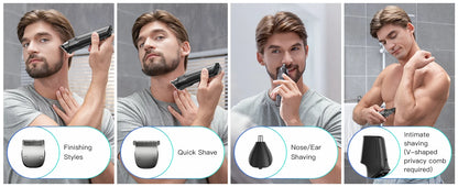Kensen S30 Cordless Hair Clipper 4 in 1 Barber Grooming Kit with LED Display for Men - Rechargeable Beard and Nose Trimmer