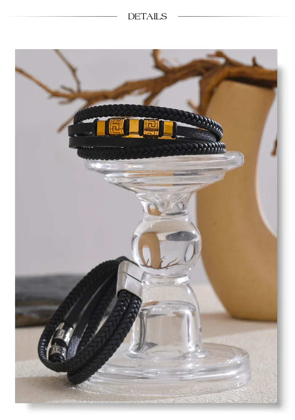 68mm Leather Braided Handmade Layered Men's Bracelet Bangle - ShopHub