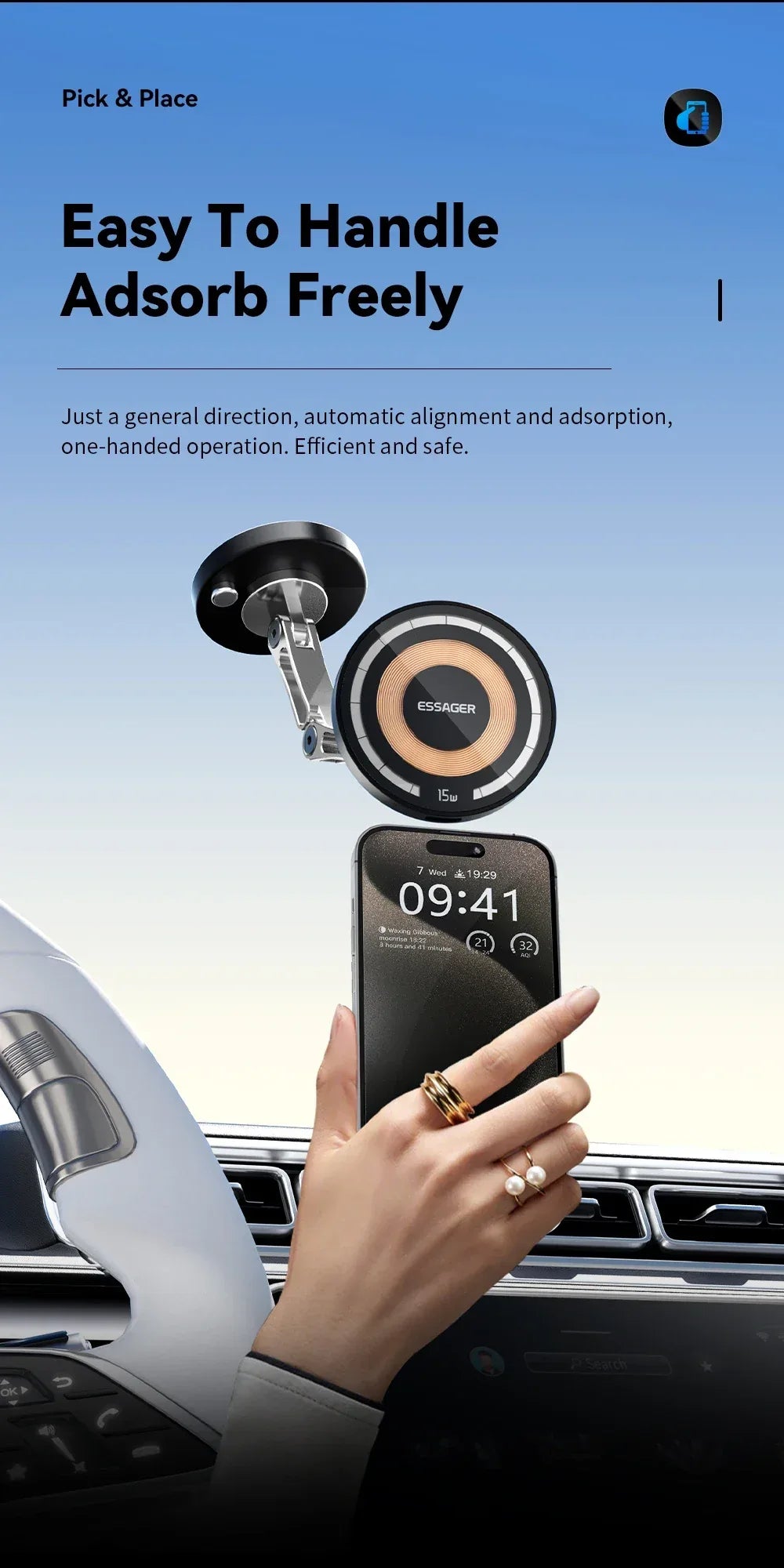 Essager Magnetic Wireless Charger Car Phone Holder - ShopHub