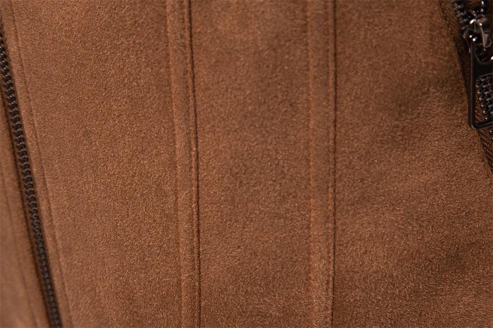AIOPESON Men's Brown Suede Turn Down Collar Jackets - ShopHub