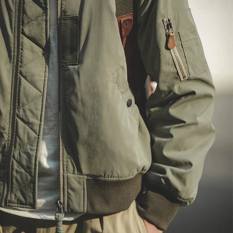 MADEN Panelled MA-1 Bomber Jacket | Blue or Military Green