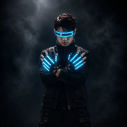JAEOOGY LED Gloves & Glasses Set | Full-Colour Lights