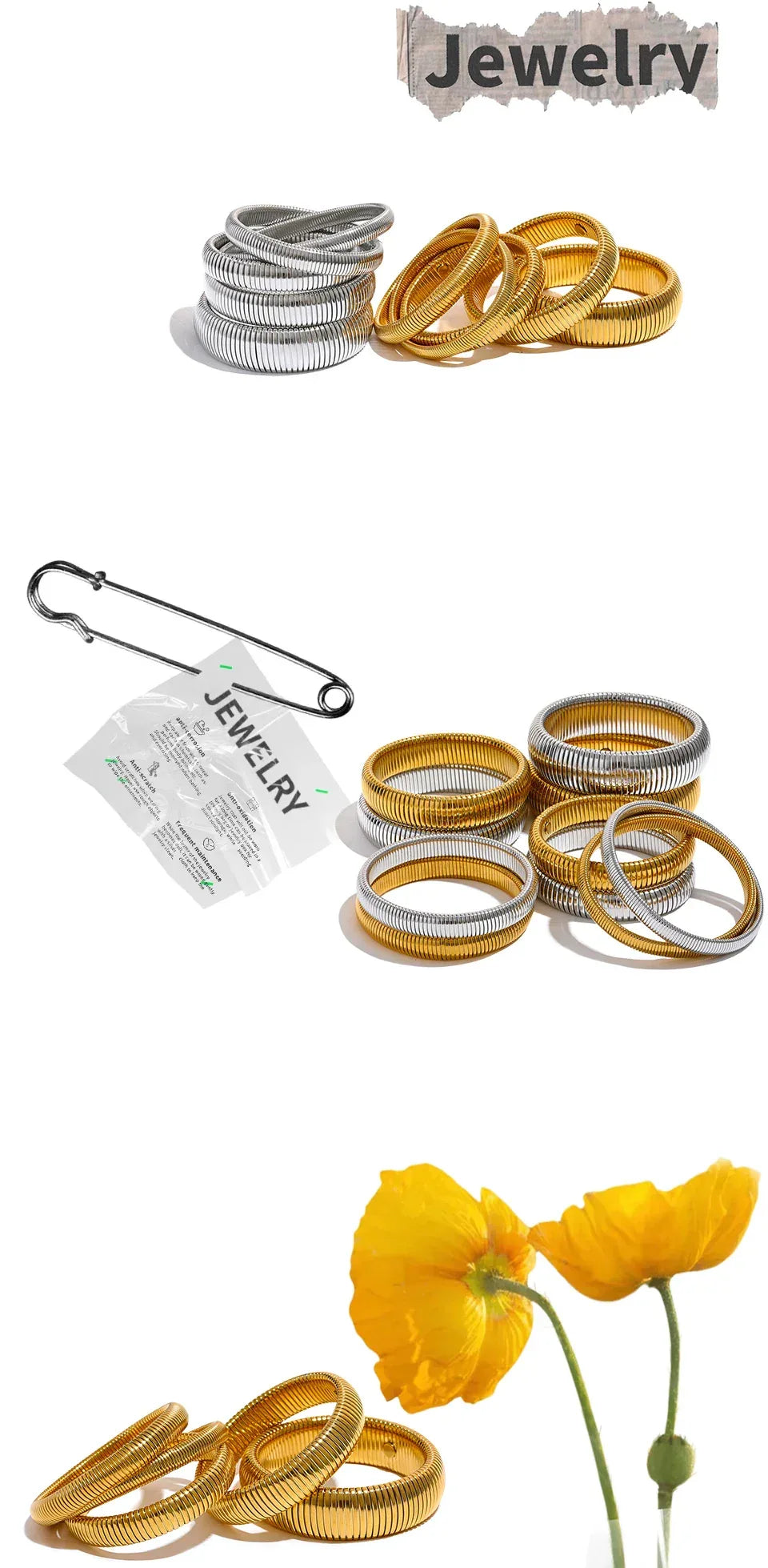 Stainless Steel Elastic Thick Metal Bracelet Bangle - ShopHub