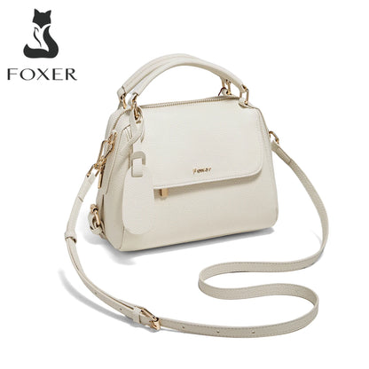 FOXER Elegant Women's Handbag In Genuine White Leather