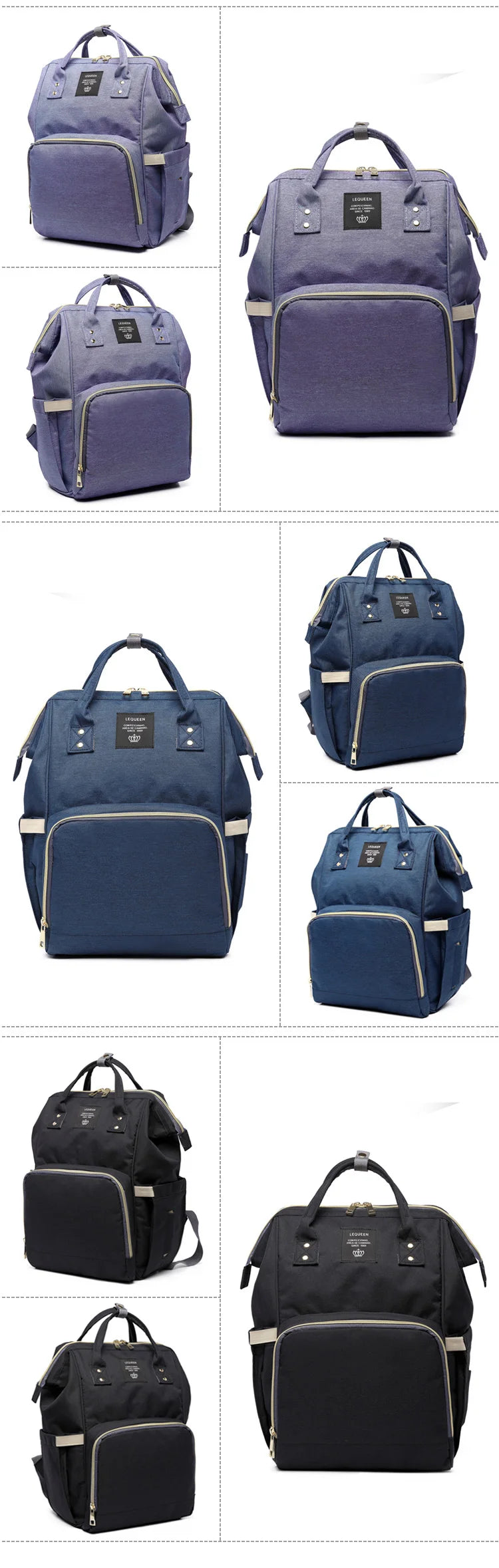 Lequeen Fashion Mummy Maternity Nappy Bag Large Capacity Nappy Bag Travel Backpack Nursing Bag for Baby Care Women's Fashion Bag