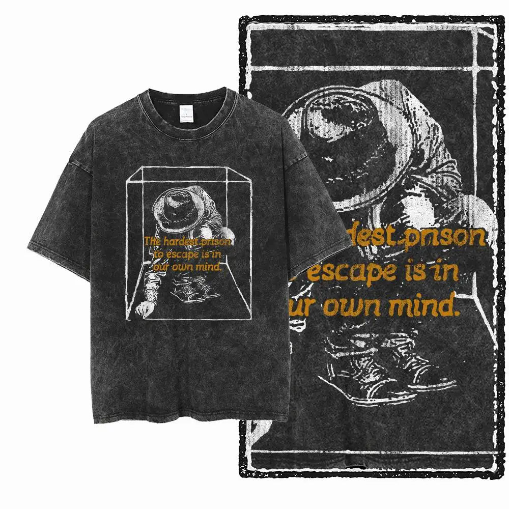 G57 Exclusive 100% Cotton Cool Creative Graphic Men T-shirt | Acid Washed Streetwear Big Size Vintage O-neck Men's Tee Tshirt
