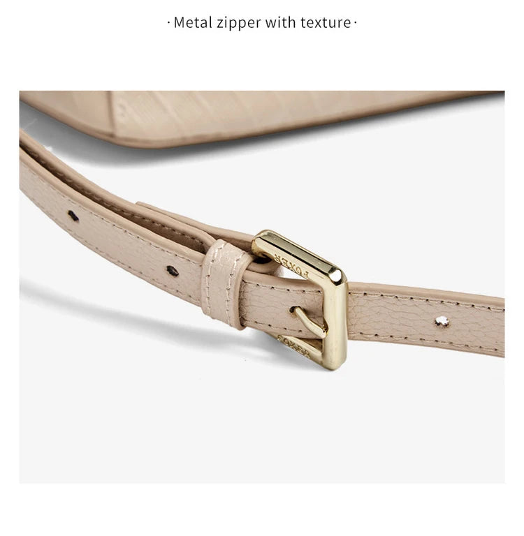 FOXER Lady's Handbag Genuine Leather 2026 Elegant Female Shoulder Bag Luxury Design Crossbody Bag Diamond Embossing Commute Work
