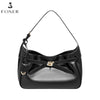 FOXER Women's Shoulder Bag Soft Artificial Leather Underarm Bag Large Capacity Lady Handbag Simple Daily Tote Bag Purse