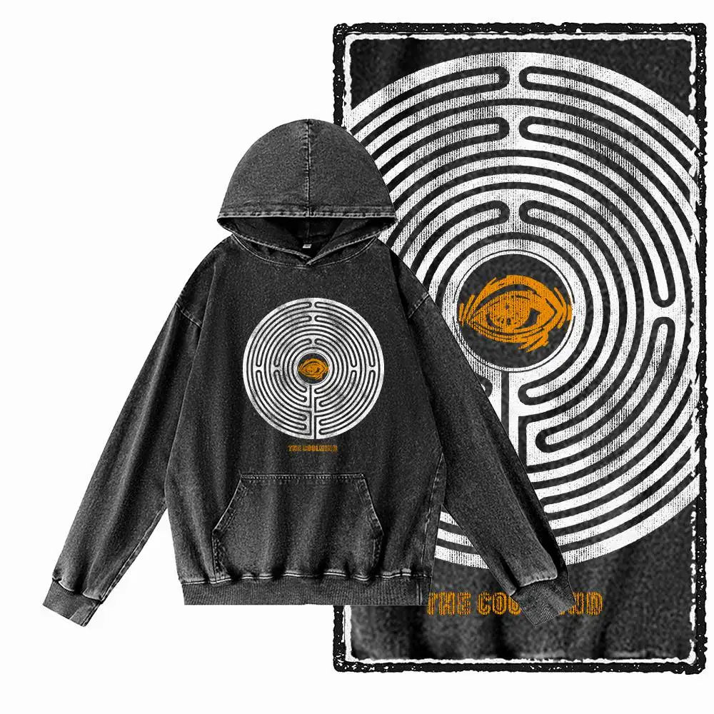 COOLMIND G14 Acid-Washed Black Printed Hoodie