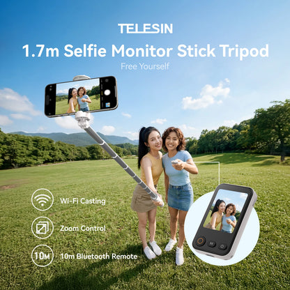 TELESIN 1.7M Wireless Bluetooth Selfie Stick Tripod with Remote Control