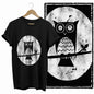 COOLMIND Black Owl Graphic Cotton T-Shirt | Women's Relaxed Fit