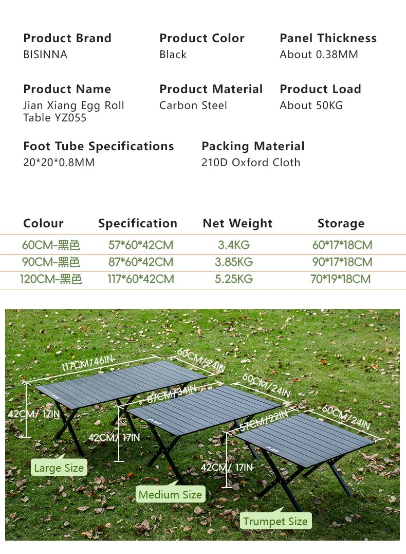 BISINNA Outdoor Egg Roll Table