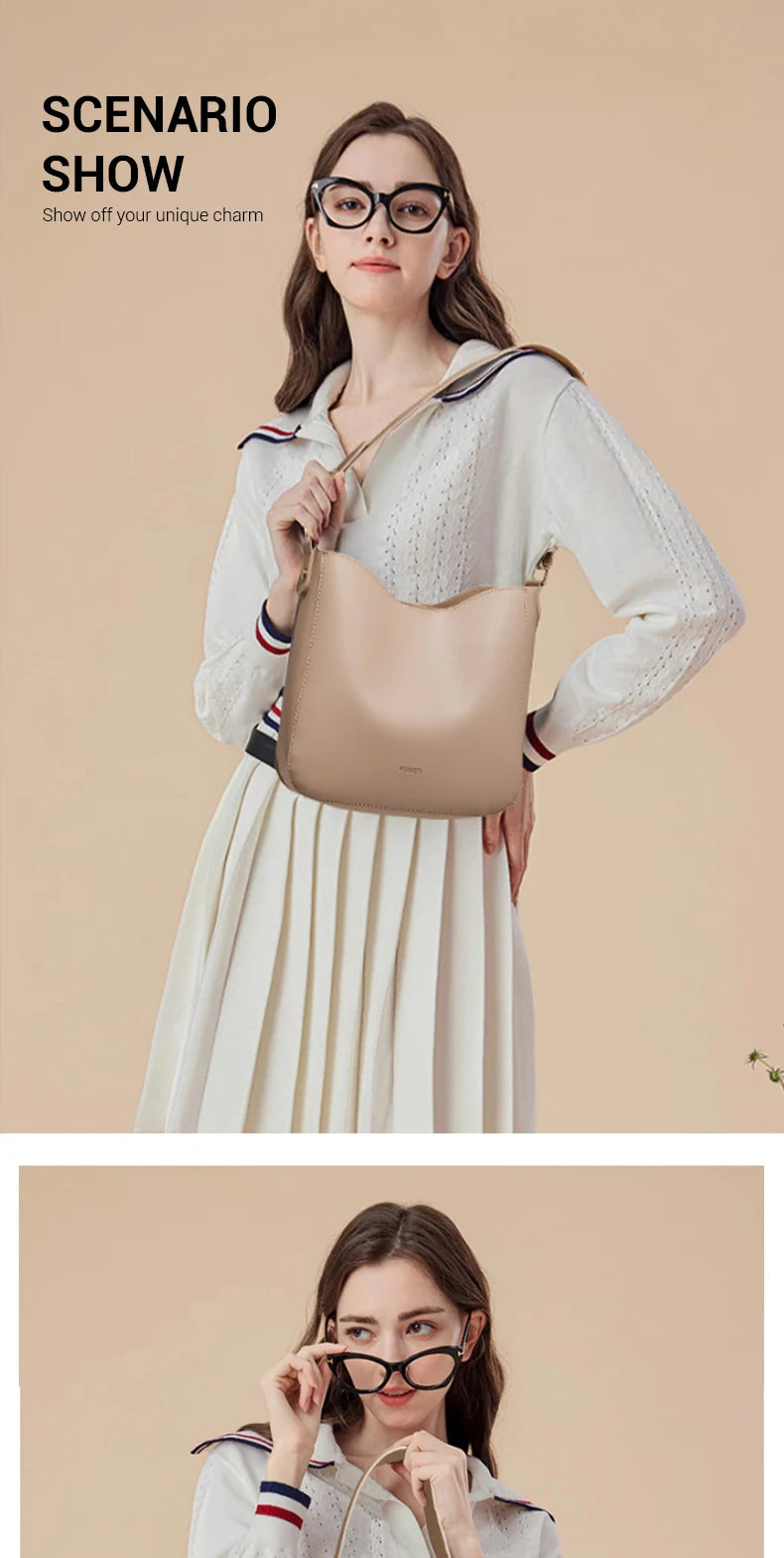 FOXER Simple Women Shoulder Bag Daily Commuting Tote Bag PU 2026 Casual Female Large Bucket Bag