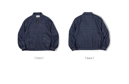 Maden New Vintage Denim Jacket Loose Fit Lapel Zipper Jacket for Men’s Spring and Autumn Fashion Short Blue Versatile Coats