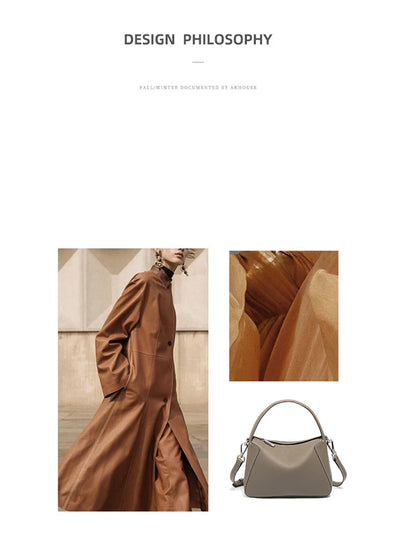 FOXER Lady's Handbag Cow Leather Shoulder Bag Small Size Crossbody Minimalist Style Bag Commute Work High Quality