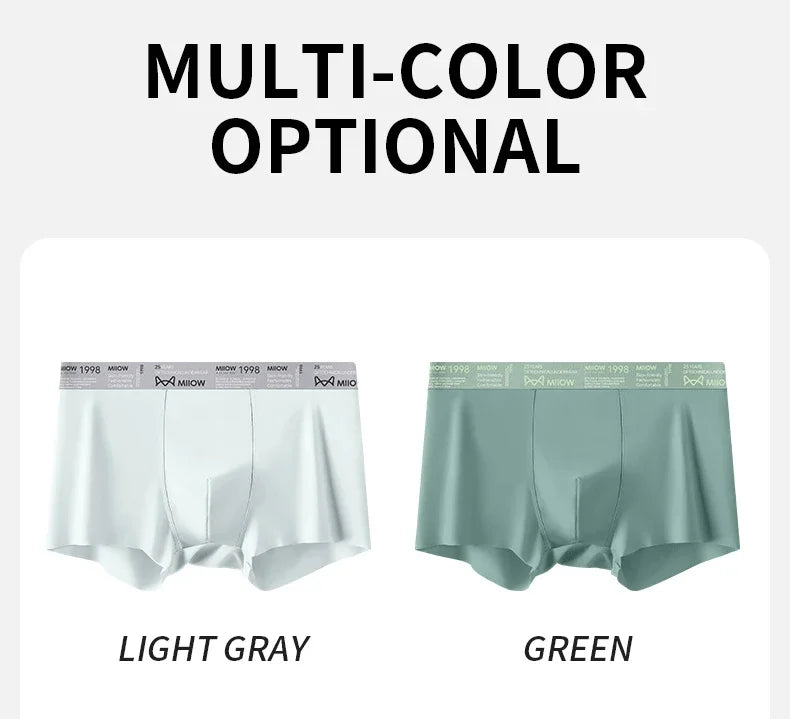 MiiOW Ice Silk Men Underwear - 3Pcs Ultra-thin Breathable Antibacterial Boxer Shorts