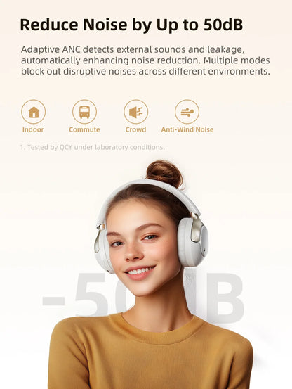 QCY H3 PRO ANC Bluetooth Headphones with 50dB Active Noise Cancelling and 55H Playtime