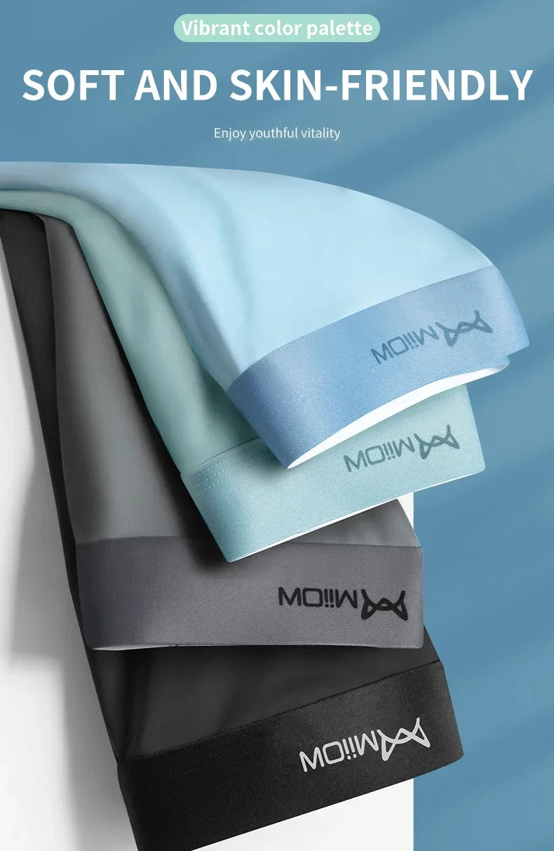 MiiOW Graphene Antibacterial Men’s Boxers - 4Pcs Ice Silk Breathable Underwear Briefs