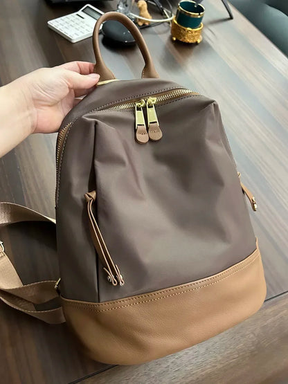 New Oxford &Leather Female Aesthetic Backpack School Bags Luxury Designer for Girls Women Backpacks Travel Light Weight - SC1708