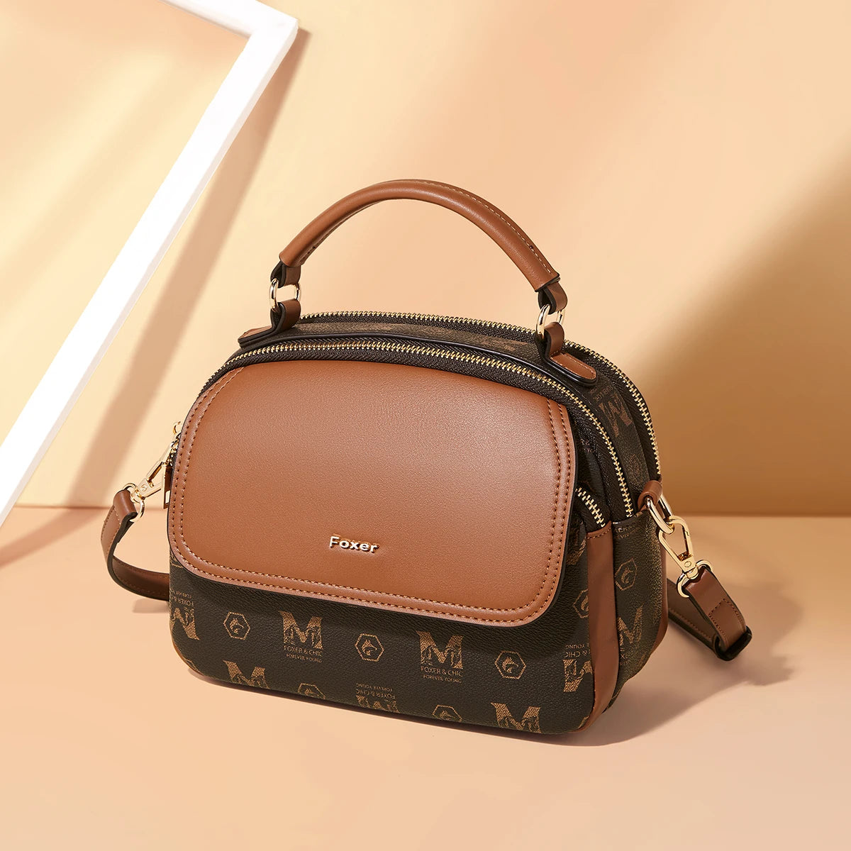 FOXER Lady's Shoulder Bag PVC Leather Casual Handbag Vintage Female Crossbody Bag Fashion Commute Boston Bag