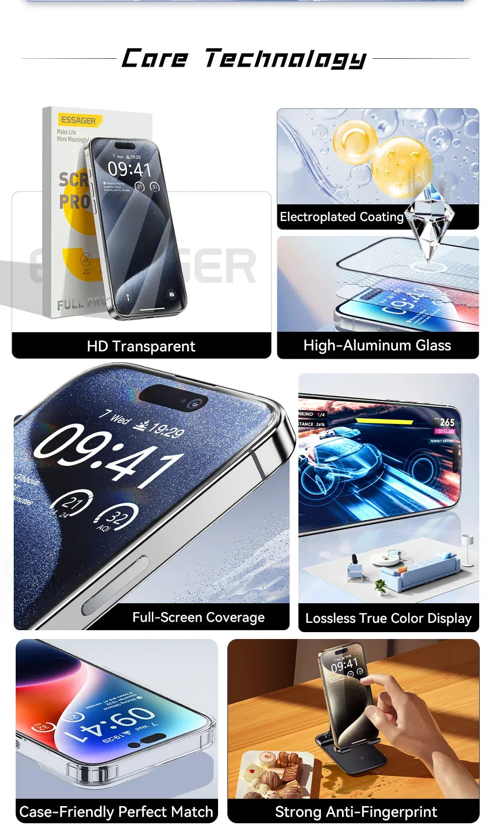 Essager Screen Protector for iPhone 16, 15, 14, and 13 Pro Max Plus - ShopHub