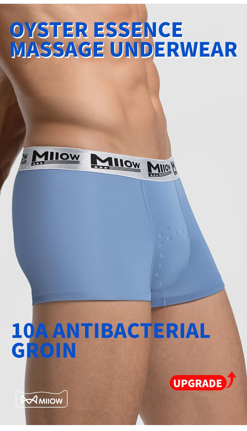 MiiOW Men's Ice Silk Underwear - 4Pcs Antibacterial Breathable Boxer Briefs