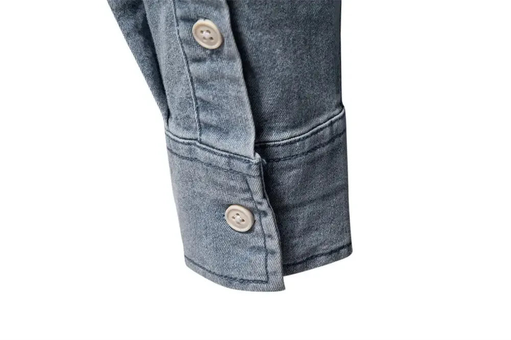 AIOPESON Men's Cotton Denim Slim Fit Shirts - ShopHub