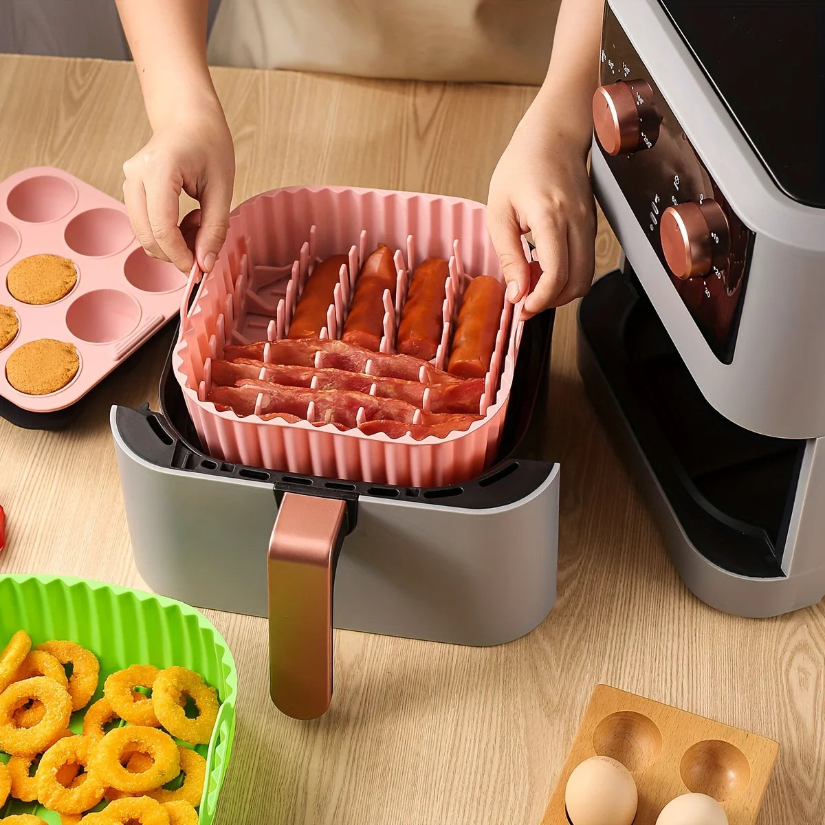 Premium Silicone Air Fryer Set - 9-Hole Cake Mold