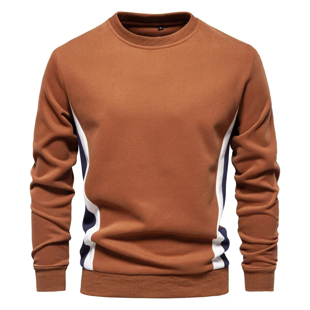 AIOPESON Patchwork Cotton-Blend Crew Neck Sweatshirts - ShopHub