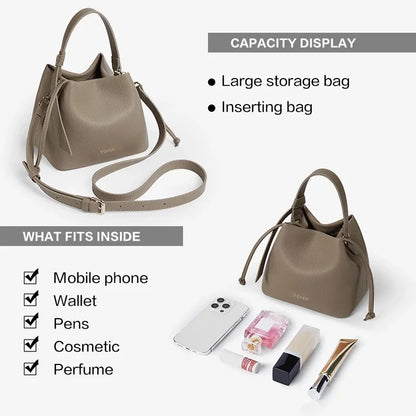 FOXER Brand Women's Top-handle Bucket Bag  2026 New Trendy Hot Selling Fashion Versatile Female Shoulder Crossbody Bag Purse