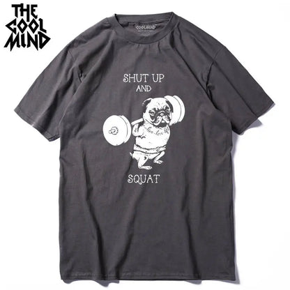 COOLMIND PU0117A Go Home or Go Hard Pug Cotton Tee