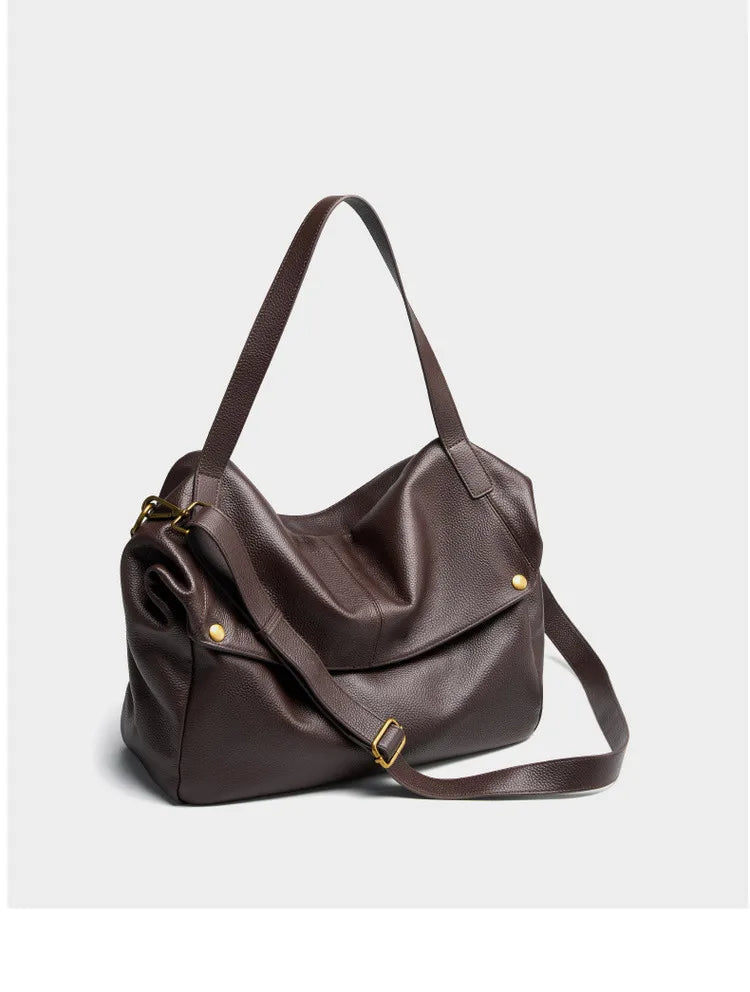 FOXER Genuine Leather Shoulder Bag for Women Large Capacity Handbag Female Casual Tote Bag Computer Bag Crossbody Purse as Gift