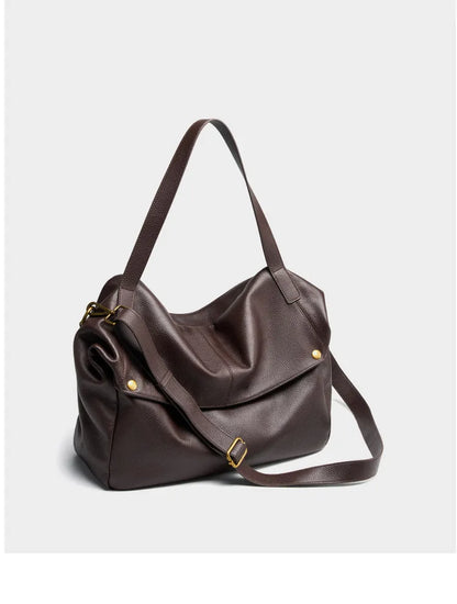 FOXER Genuine Leather Shoulder Bag for Women Large Capacity Handbag Female Casual Tote Bag Computer Bag Crossbody Purse as Gift