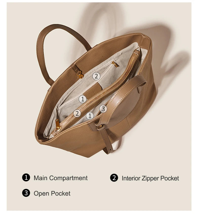 FOXER Luxury Cow Leather Tote Bag