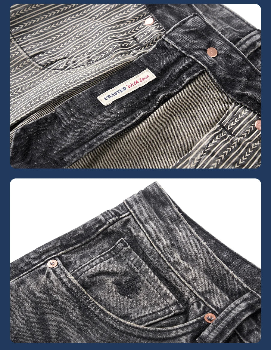 SIMWOOD High Standard 2026 Autumn New 13.5oz Loose Relax Washed Jeans Men Patched Denim Vintage Distressed Streetwear Pants