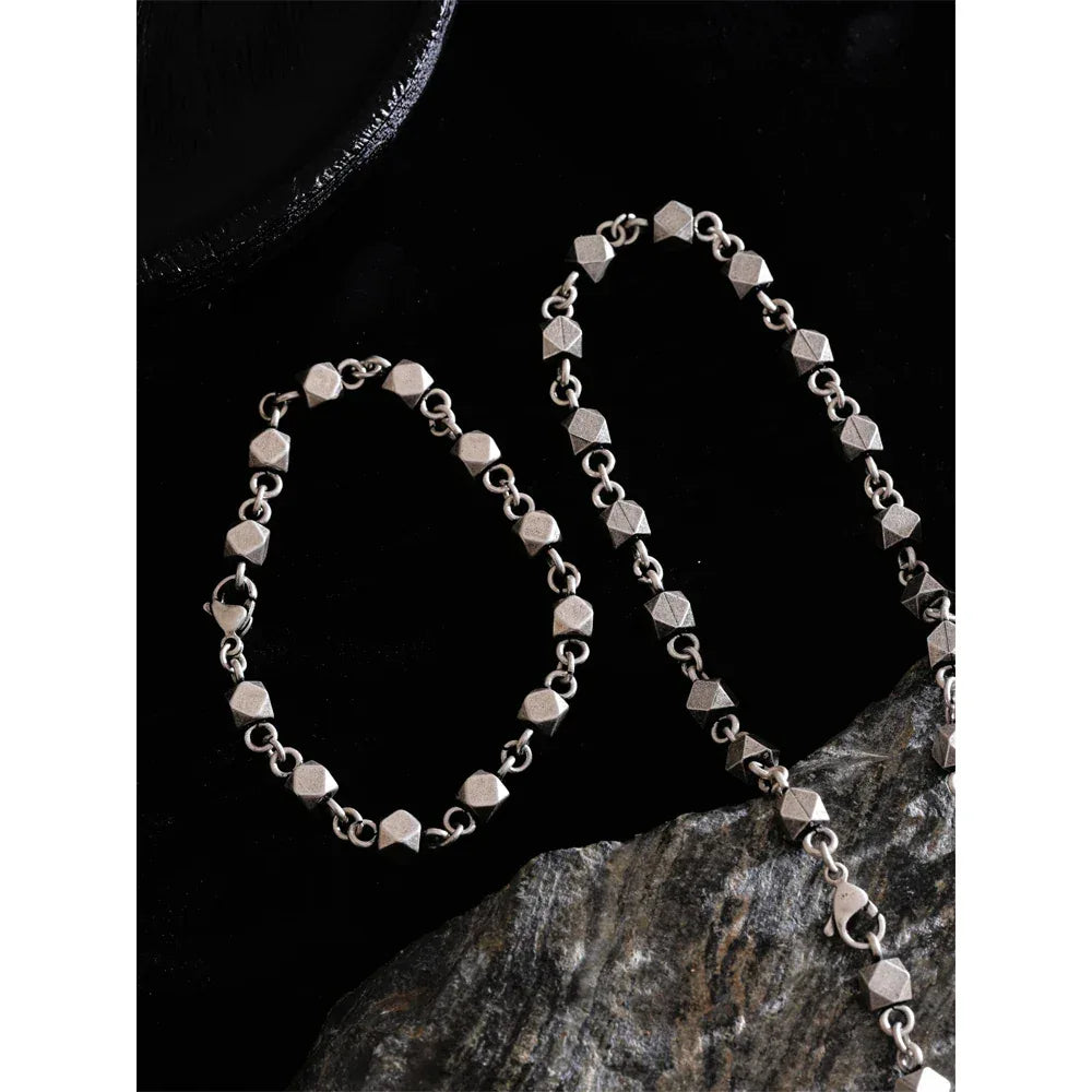 Men's Stainless Steel Handmade Chain Statement Necklace and Bracelet set - ShopHub